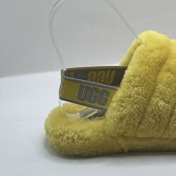UGG Kids Fluff Yeah Slide Slippers Yellow Sheepskin Youth Size 13 1098494K - Picture 9 of 16